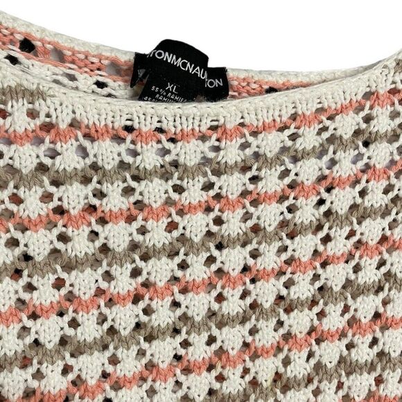 Norton McNaughton Open Crochet Knit Sweater Women's XL Multicolor Cropped Boho - Picture 6 of 9